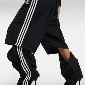 Adidas Women's Black Track Pants with White Stripes